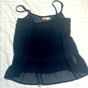 Hollister Black Lace Trim Top